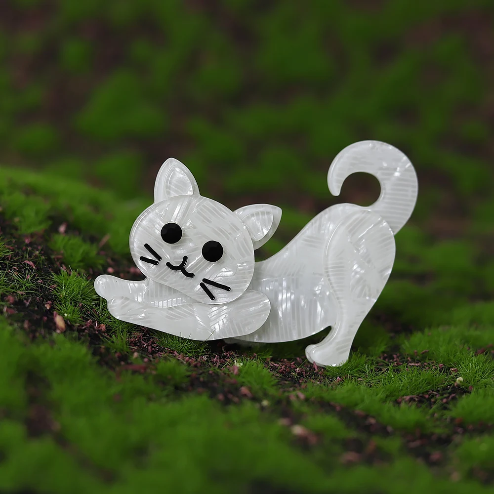 New Acrylic Cat Brooches For Women Lovely Big Plastic Animal Handmade Brooch And Pins Fashion Ladies Lapel Pin Jewelry Wholesale