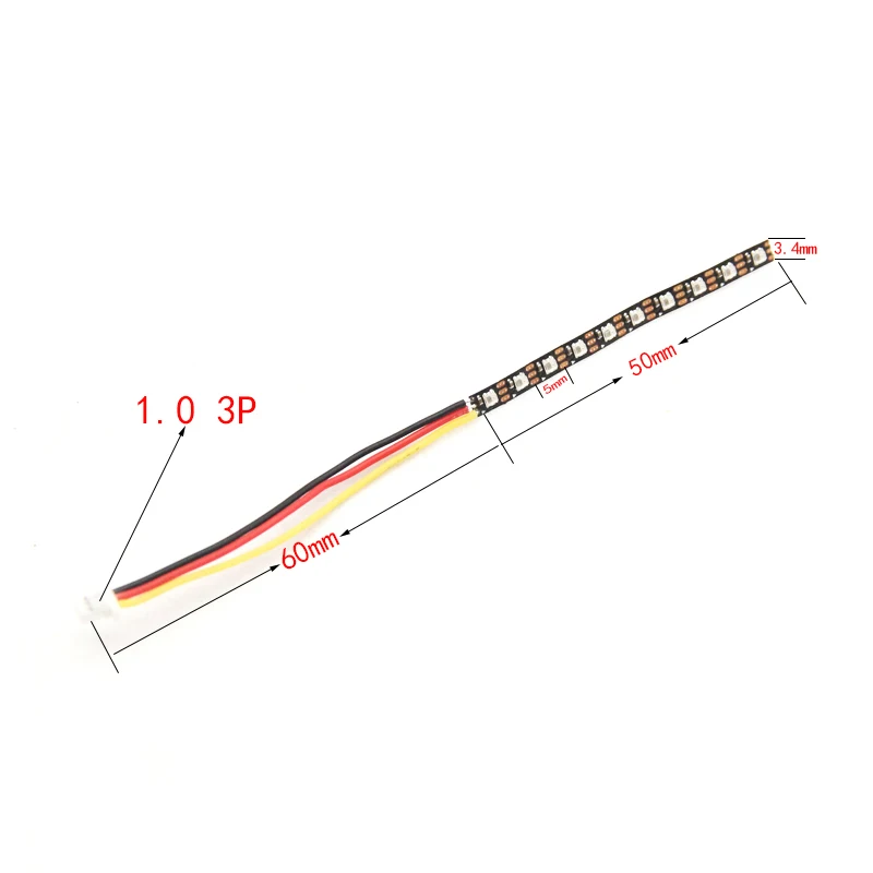 3.5mm Width WS2812 flexibleLED Strip Board Chip 5V with 10 2020 LED RGB IC Built-in 50mm length for Whoop FPV Racing