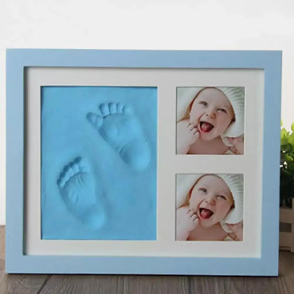 Baby Hand&Foot Print Hands Feet Mold Maker Bebe Baby Photo Frame With Cover Fingerprint Mud Set Baby Growth Memorial Gift