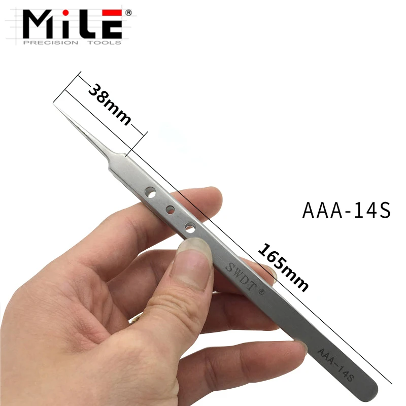 MILE Ultra Precision Tweezers Anti-static Stainless Steel Pointed  Tip Picking Forceps Pliers Mobile Phone Repair Hand Tool