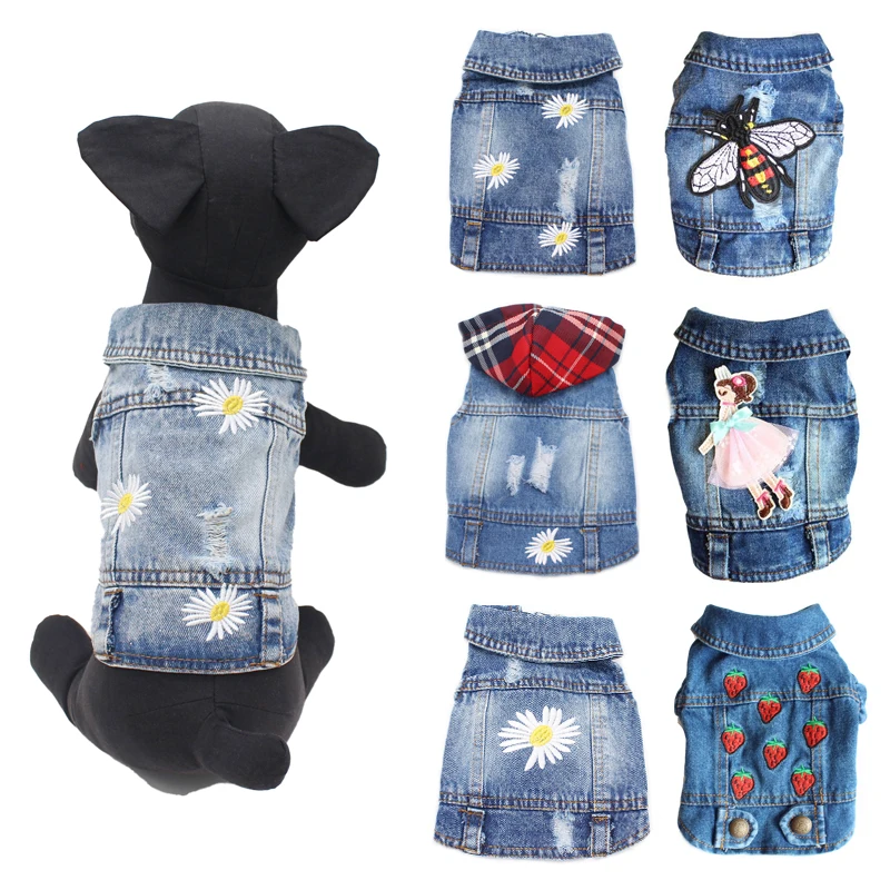 Fashion Cowboy Dog Vest Denim Dog Clothes Jacket Clothing for Dogs Casual Jeans for Dachshund Bichon Shih Tzu Pitbull