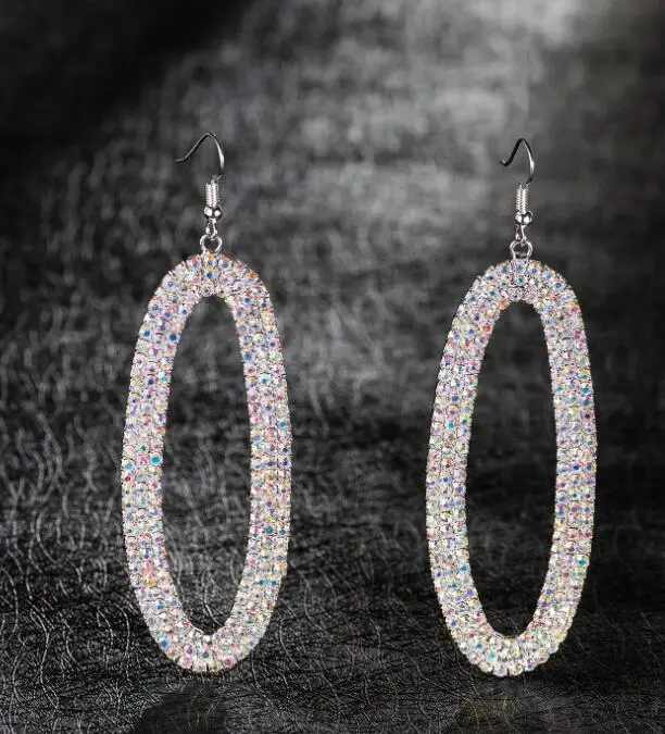 Bohemian Rhinestone Round Earrings For Women Jewelry Geometric Circle Party Ear Accessory