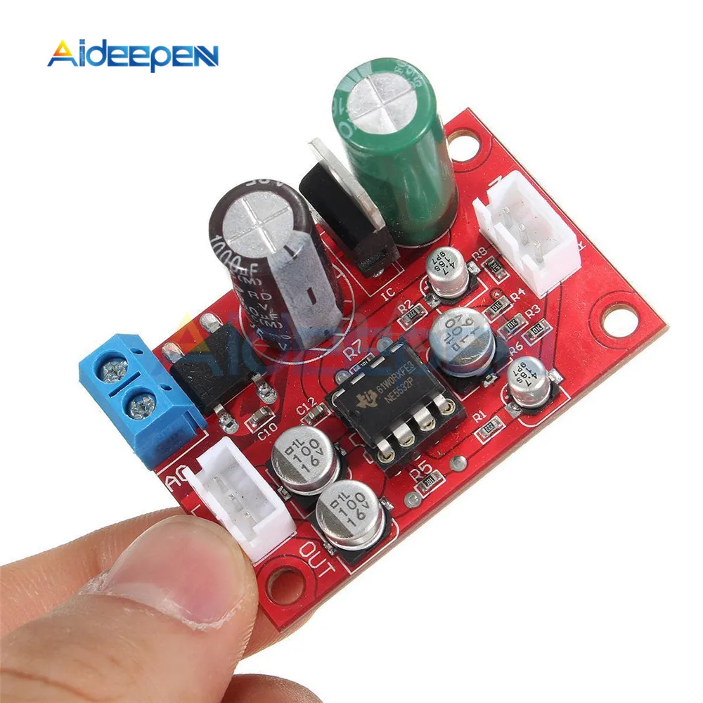 

NE5532 Pre-Amplifier Board Audio OP AMP Moving Coil Microphone Magnetic Head Phono Amplifier Module DC 9V-24V AC 8V-16V