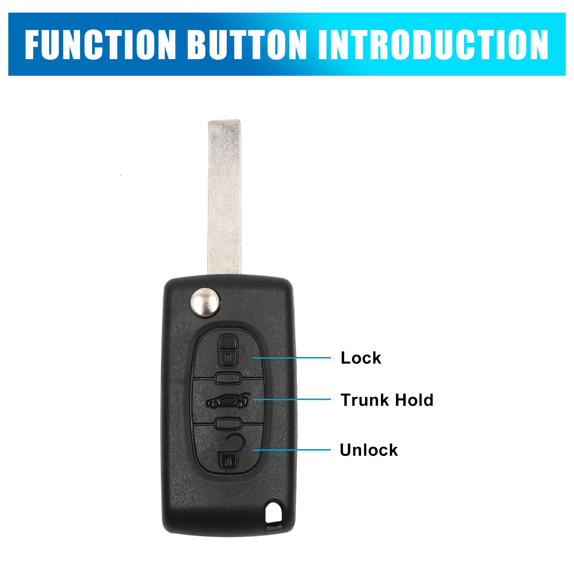 X Autohaux Car Remote Key Fob Flip Folding Insert Case Shell 3 Buttons Cover Tools 607CW for Peugeot 207 307cc 308 Accessories