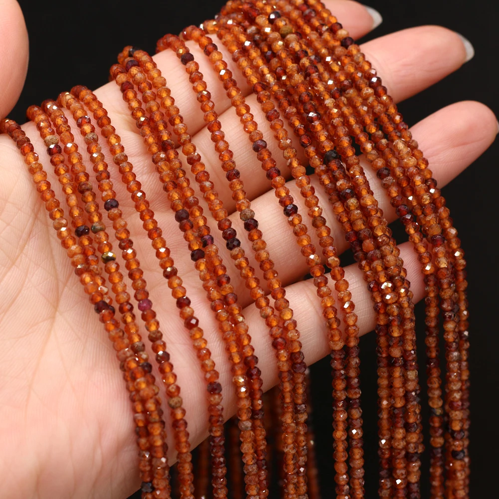 3x2mm Genuine Natural Orange Spessartine Beads Small Faceted Stone Loose Beads for Jewelry Making DIY Bracelet Necklace 14\'\'