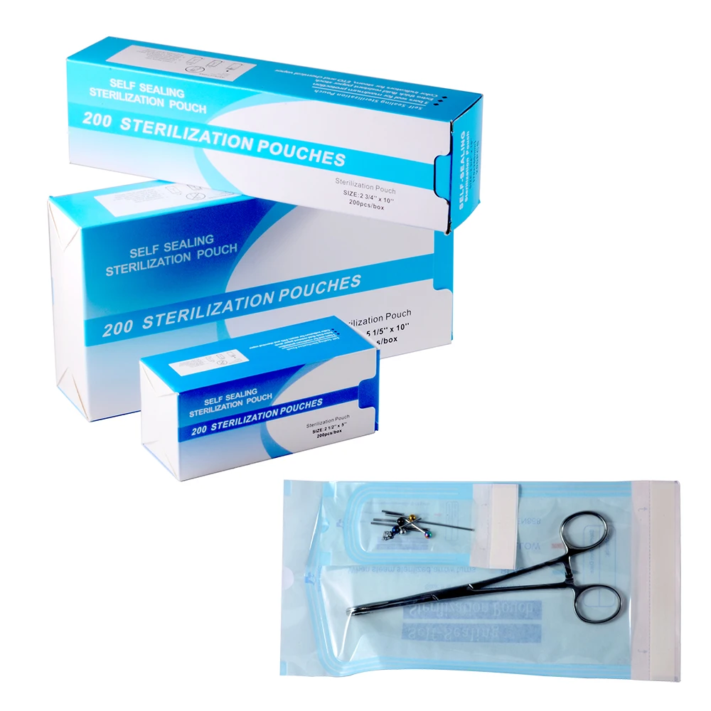 200pcs/Box Sterilization Self Sealing Pouch Bags Dentistry Medical Grade Disposable Paper+CPP/PET Film Odontologia Supplies