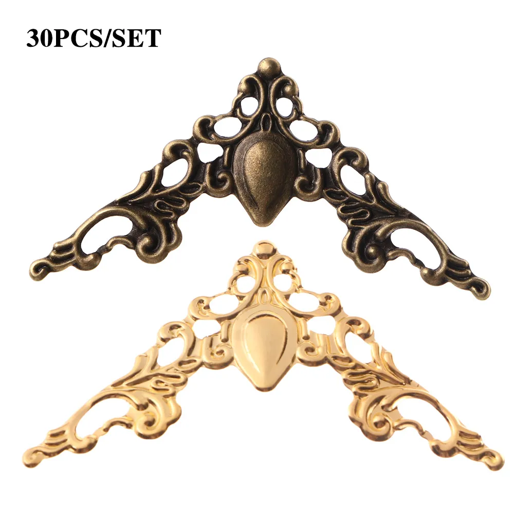 30 Pcs Metal Corner Brackets Gold Bronze Color 40mm Corner Brackets for Photo Frame Furniture Protector Decorative