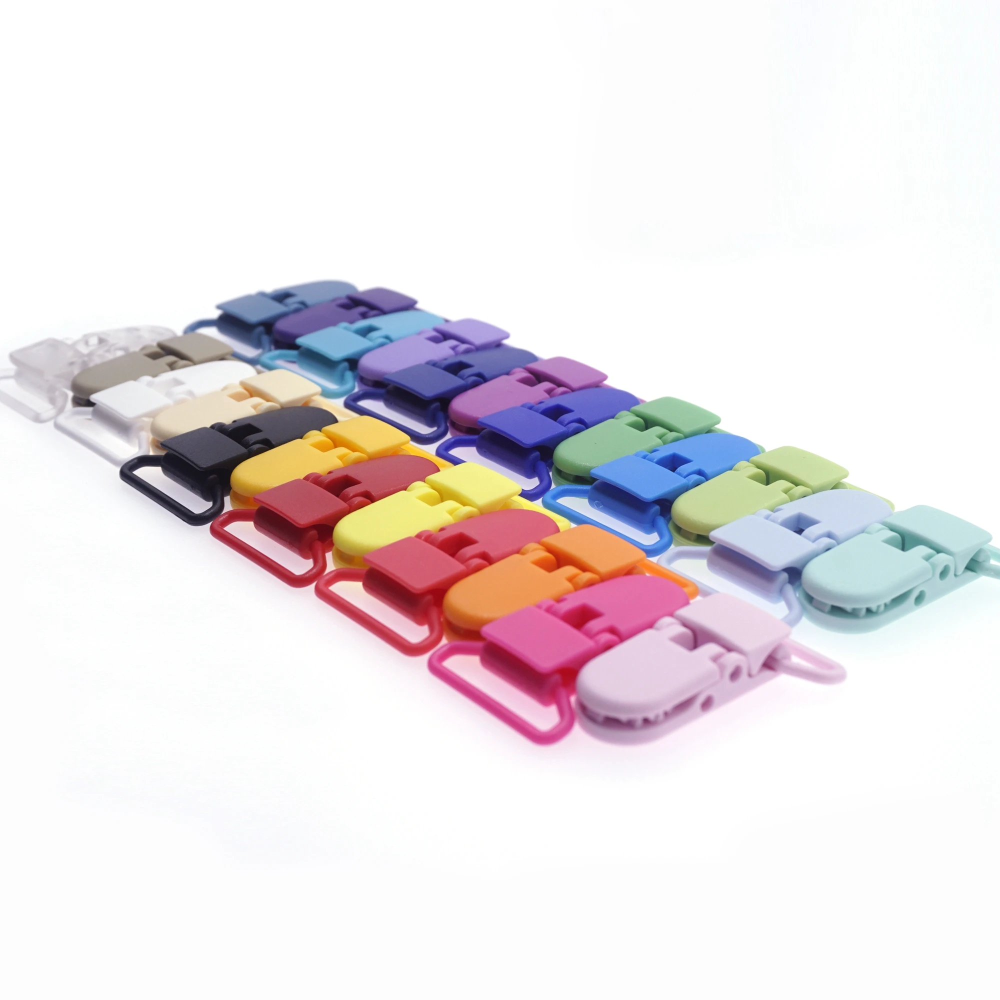 Sutoyuen 100pcs 25mm 1\'\' KAM Plastic Garment Binder Suspender Clips Baby Pacifier MAM Dummy Soother Chain Holder Clips 20 Colors