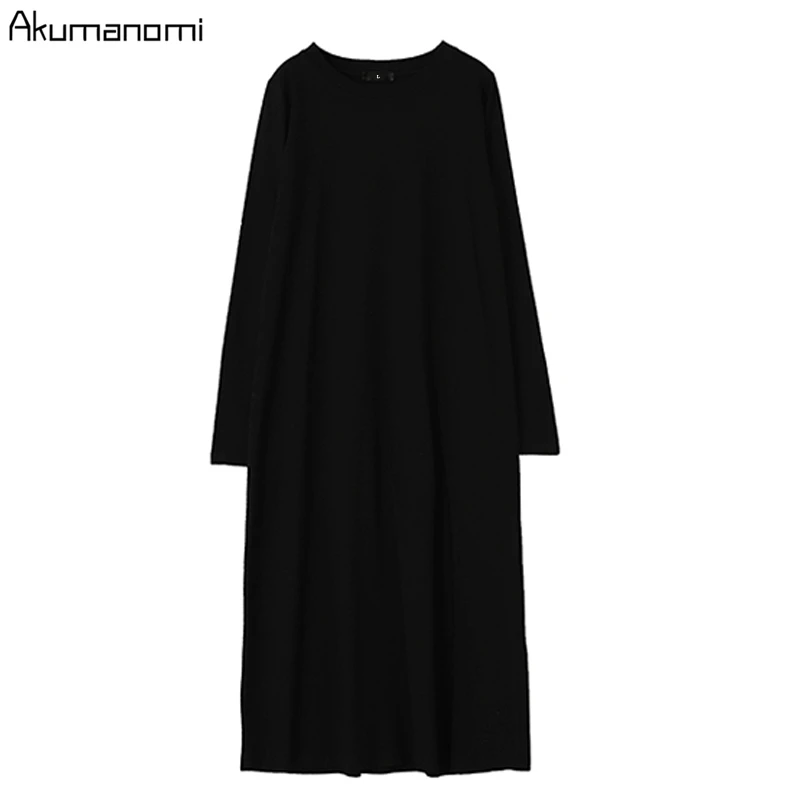 Blau Braun Schwarz T Hemd Kleid Frauen Langarm Maxi Plus Größe 7xl 6xl 5xl 4xl 3xl Xxl Vintage Schlitz harajuku Kleider Für Frauen