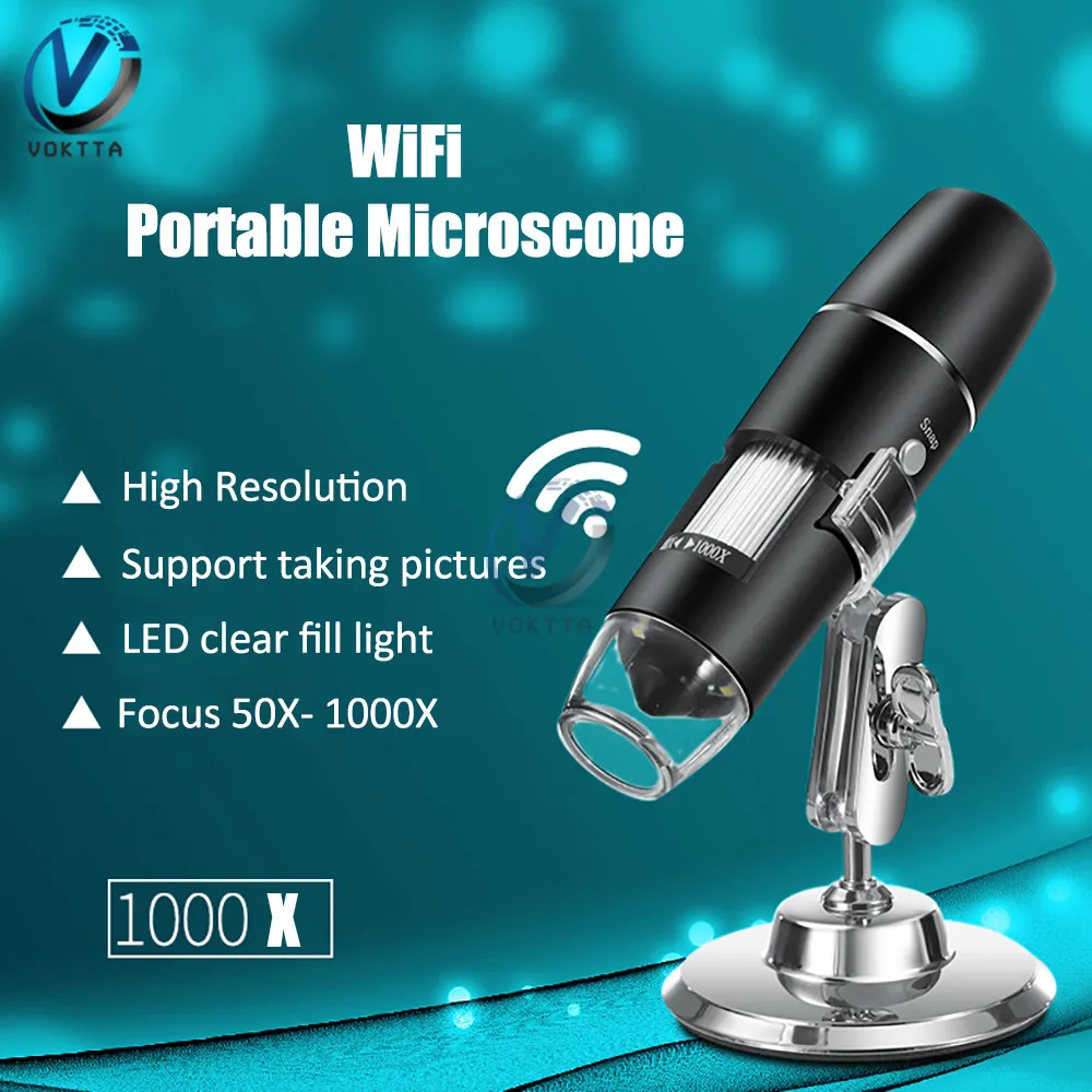 50-1000X WIFI Digital Microscope 8 LED Magnifier Camera 1000X Electronic Stereo USB Endoscope Camera With Stand for iPhone iPad