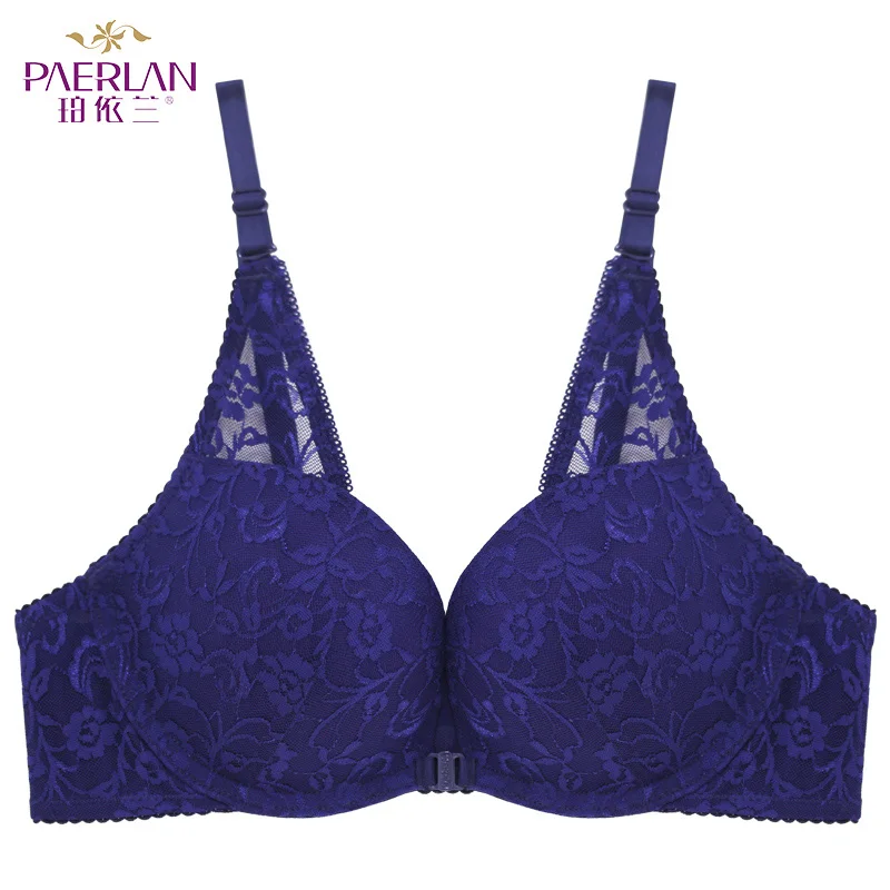 PAERLAN  Sexy Lace Front Closure Lace bra  Seamless Wire Free Small chest Push Up One-Piece 5/8 Cup underwear Women