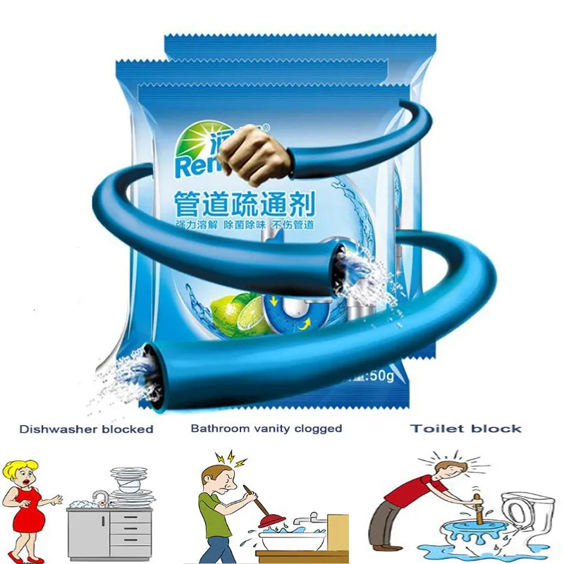 Pipe Dredging Cleaner Piping Powder Sink Drain Cleaners Tools Toilet Kitchen Dredge Deodorization Clogging Cleaning Sewer Unclog