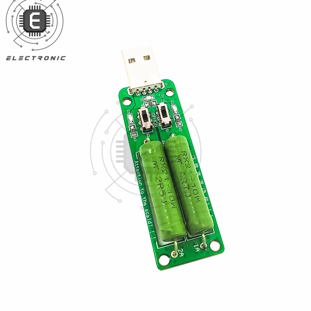 USB Resistor DC Electronic Load With Switch Adjustable 3A/2A/1A Current Battery Capacity Voltage Discharge Resistance Tester