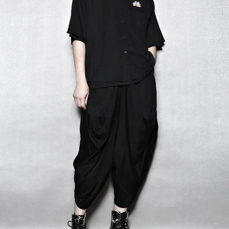 Japanese culottes irregular three-dimensional cut loose-cut Harem pineapple pants