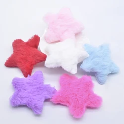12Pcs 65mm Padded Plush Furry Star Applique for DIY Headwear Hair Clips Bow Accessory Handmade Clothes Hat Sewing Patches Decor