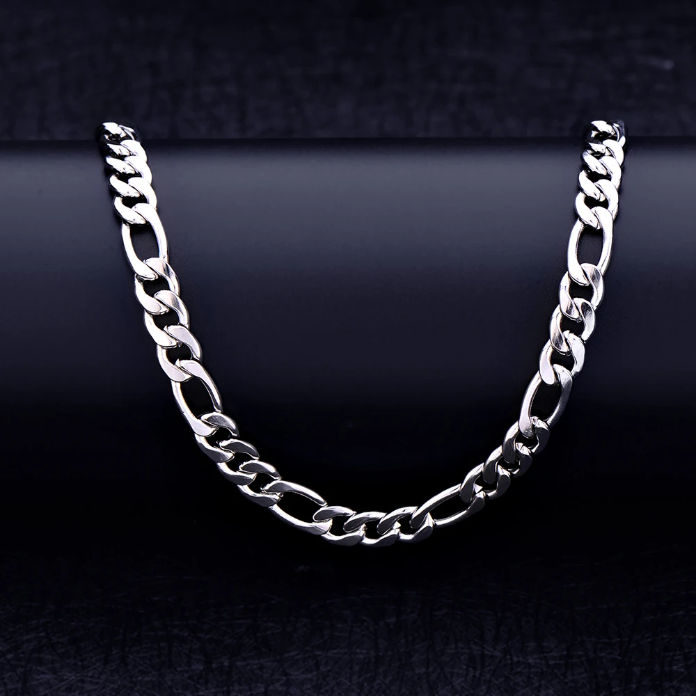 Stainless Steel Jewelry Set 8MM Figaro Chain Necklace & Bracelet for Men Fashion Cool Party Gifts drop shipping Low Price