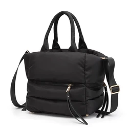 New Winter Space Cotton Handbag Women Casual Totes Down Feather Padded Lady Shoulder Bag Sac A Mian Crossbody Bag