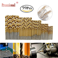 Free ship 99pcs 1.5mm - 10mm Titanium HSS Drill Bits Coated Stainless Steel HSS High Speed Drill Bit Set For Electrical Dril