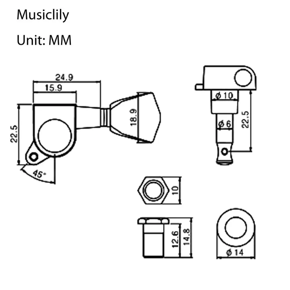 Musiclily Pro 3x3 Sealed Guitar Tuners Tuning Pegs Keys Machine Heads Set for Les Paul Style Guitar, Tulip Button Chrome