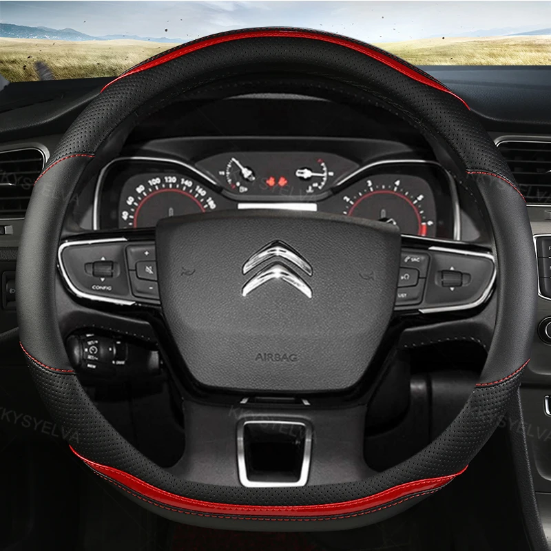 Car Steering Wheel Cover For Citroen C3 II III 2009 - 2021 C3 AIRCROSS 2017 - 2021 Berlingo 3 C4 Picasso 2 D Type Steering Wheel