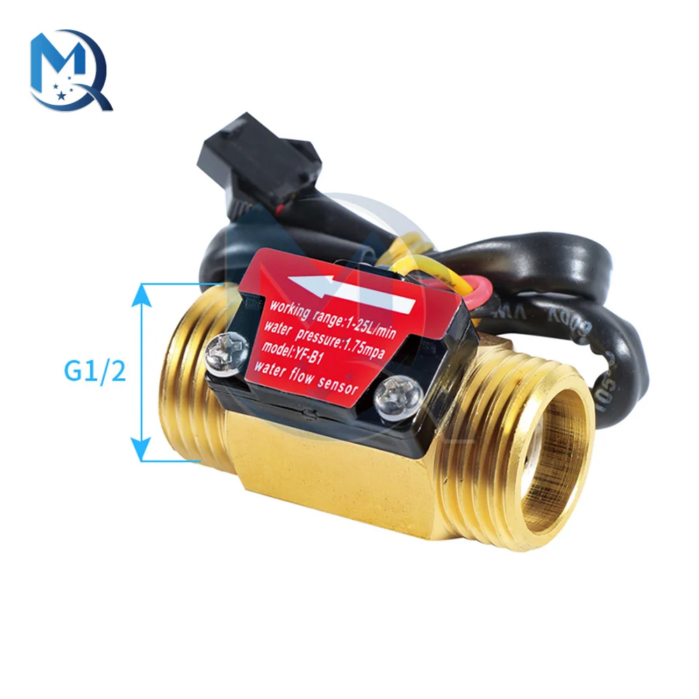 G1/2'' Water Flow Hall Sensor Switch Flow Sensor 1-25L/min Flow Meter For Industrial Control (Brass) images - 6