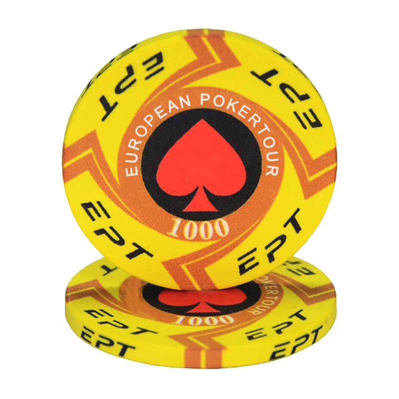 25pcs/Lot EPT Ceramic Poker Chip Texas Poker Chips Professional Casino European Poker Chips Set Round Poker Coins