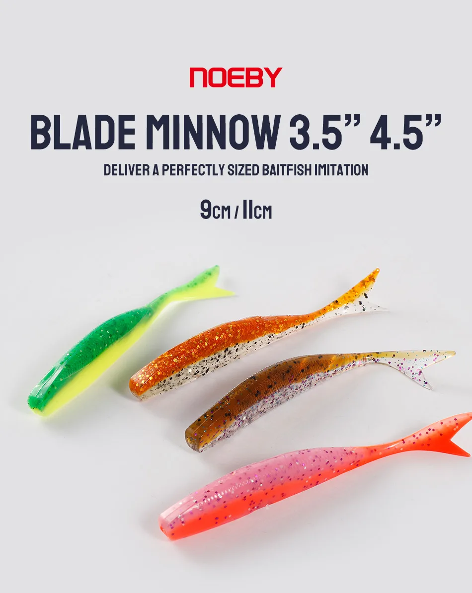 NOEBY Blade Minnow Dart Worm Weichköder 9cm 11cm Silikon Kunstköder Salzwasser Süßwasser Seebarsch Künstliches Angelzubehör – Detail 2