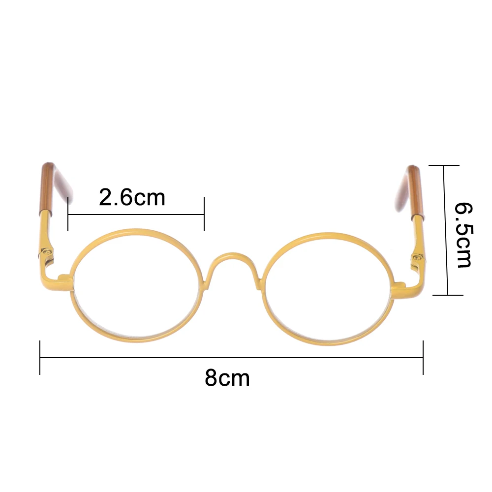 Retro Round Plush Doll Glasses Metal Frame Miniature Colorful Doll Eyeglasses‘For Doll Clothes Dressing Accessories Toy Props