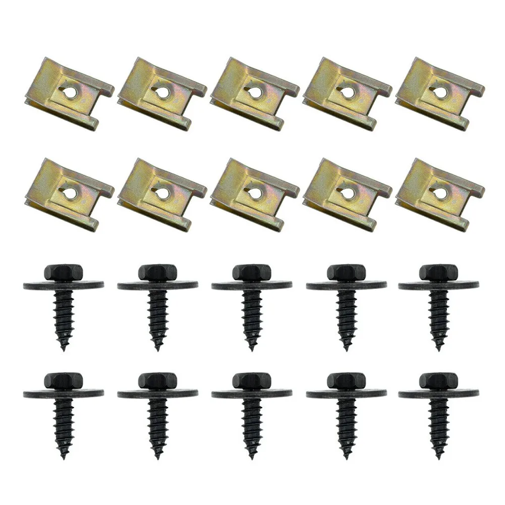 20pcs U Nut Hex Screw For BMW Speed Fastener Undertray Sheet Metal Clip Fixing Interior Accessories Auto Fastener Clips