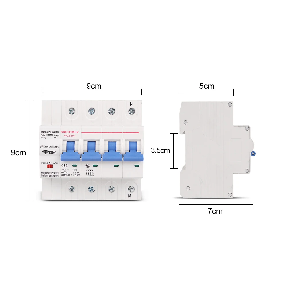 Three Phase 4P 380V 63A Tuya Smart WiFi Circuit Breaker Industrial Remote Control MCB Timing Switch Manual Transfer Switch