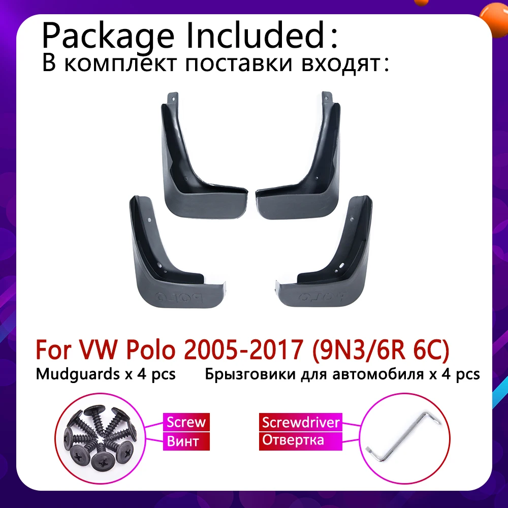 Брызговики для Volkswagen VW Polo Mk4 MK5 9N3 6C 6R 2005 ~ 2017, брызговики от грязи