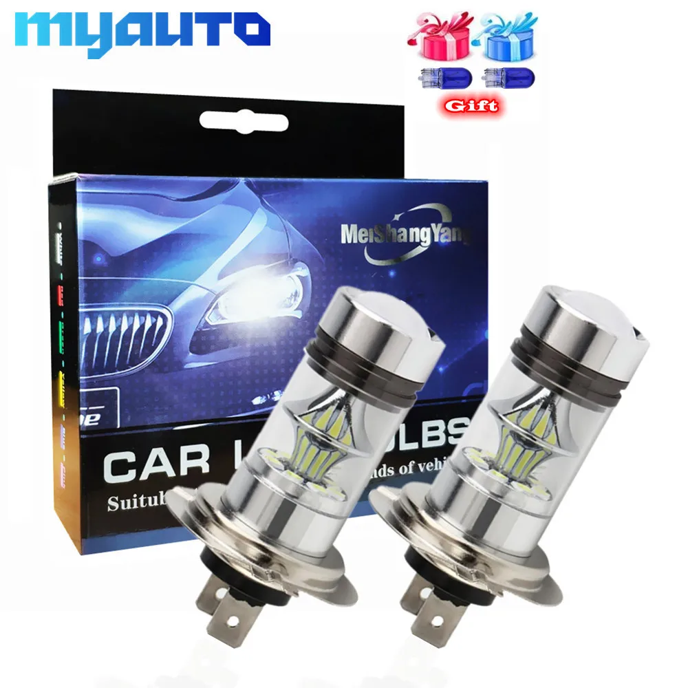 

2Pcs 100W Cree Chip LED H4 H7 H8 H11 9005 HB3 9006 HB4 BA15S BAY15D 3157 7443 12V~24V 20SMD Car Fog Lights Running Lights