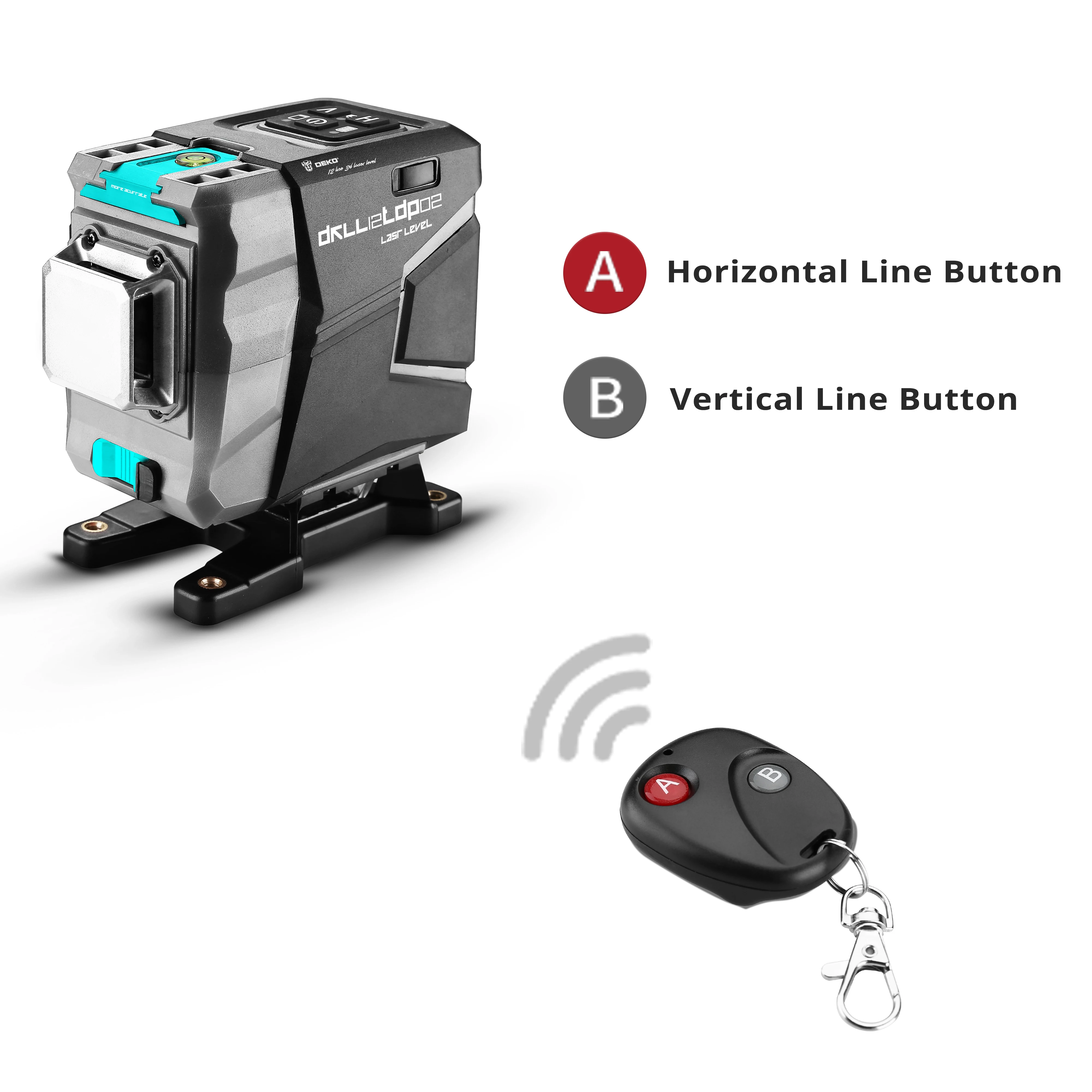 DEKO  DKLL12tdP02 Series 12 Lines 3D Green Laser Level Horizontal&Vertical Cross Lines With Auto Self-Leveling, High-Precision