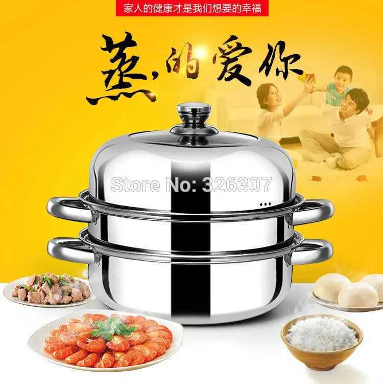 

28cm high quality stainless boiler triple double boiler cooking stock big pots pans for soup cuiseur vapeur inox steamer pod