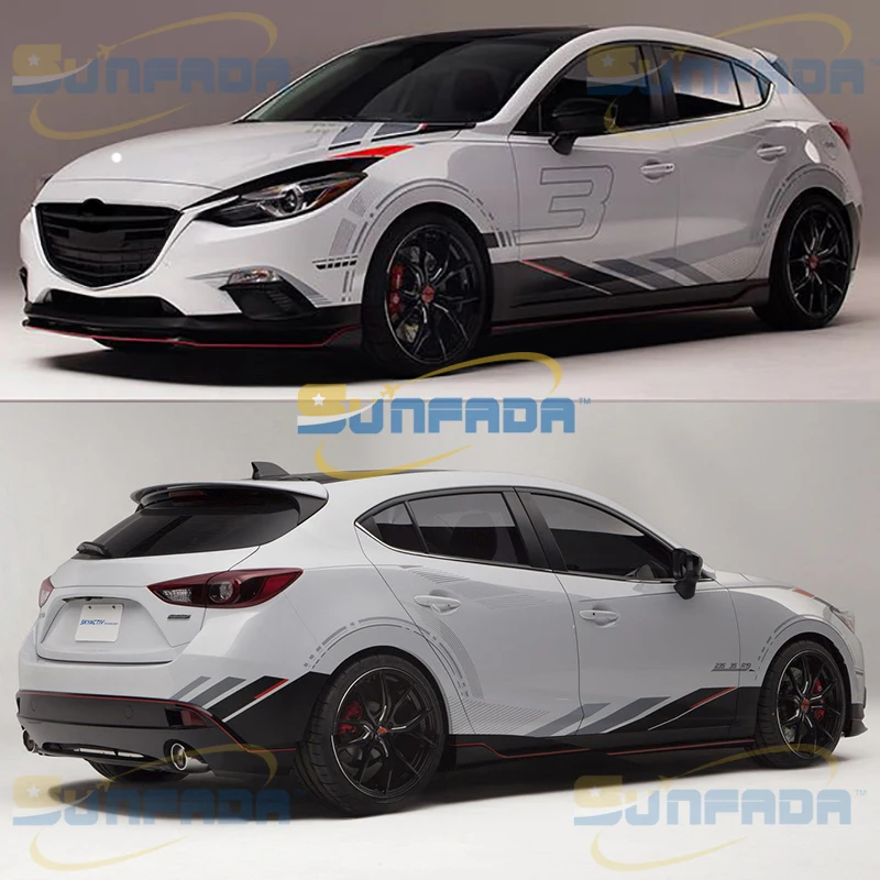 HOT SALE Sport Style Car Both Side Body& Hood Decals Car Stickers For MAZDA 3 MAZDA3 AXELA 2014-2019 Car-styling