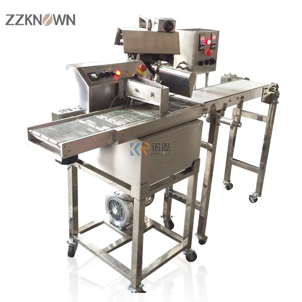 8kg Wafer Chocolate Coating Enrobing Making Machine Chocolate Melting Tempering Machine Peanut Biscuit Cookie Coater Enrober