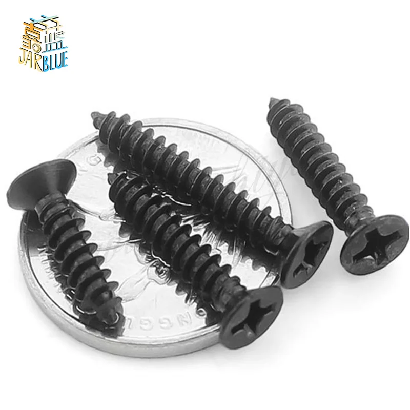 100Pcs M1.4 M1.7 M2 M2.3 M2.6 KA Black Self-tapping Screws Countersunk Flat Head Electronic Small Screws