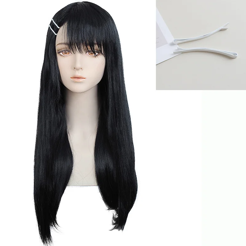 

Nagatoro Hayase Cosplay Wig Ijiranaide Nagatoro-san Cosplay Synthetic Hair Wig Black Long Hair Wigs + 2 White Hairpins