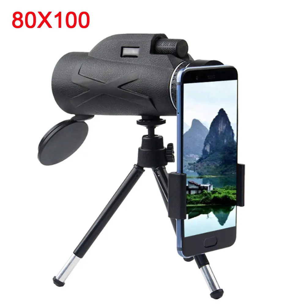 Professional telescope  80x100 HD night vision monocular zoom optical spyglass monocle for sniper hunting rifle spotting scope