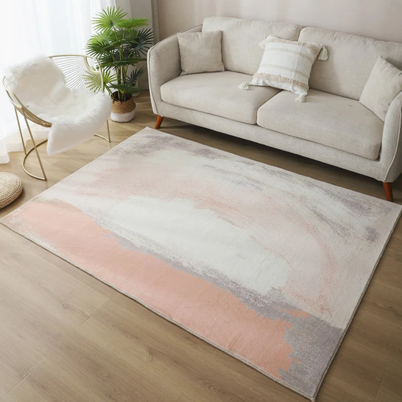 Pink Fluffy Rug Thick Lounge Carpet Large Modern Living Room Rug Abstract Ink Carpet Girl Cute Bedroom Rug Tatami Bedside Carpet