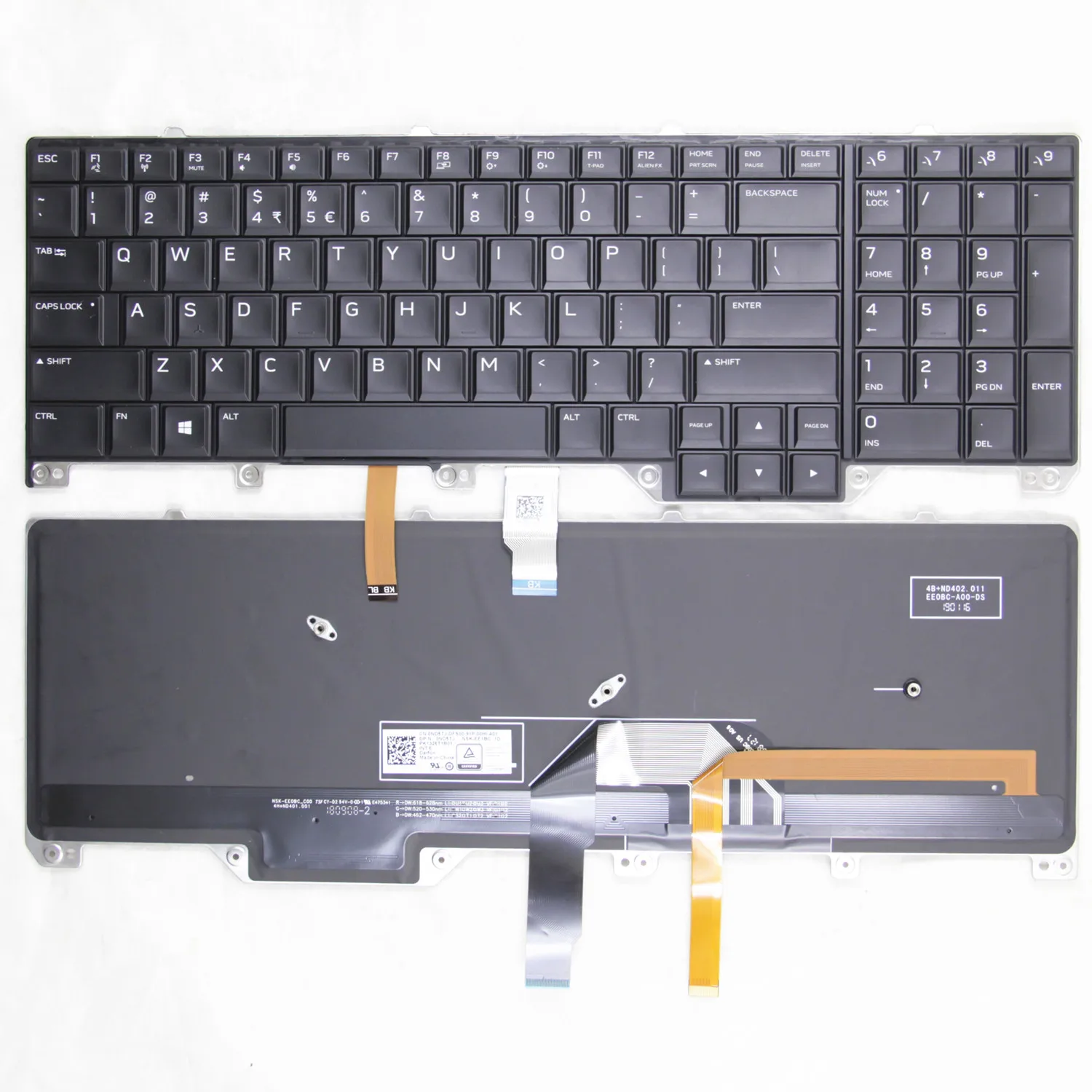 

100%New US Original Keyboard For DELL For Alienware 17 R4 P31E 0WN4Y PK131QB1A00 V155725AS1 NSK-EE0BC 01 English RGB Backlit