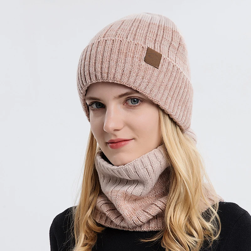 Chapéus de inverno para o homem casual gorros boné de malha feminino grosso mais quente cachecol chapéu define outono casal ao ar livre bonnet moda beanies