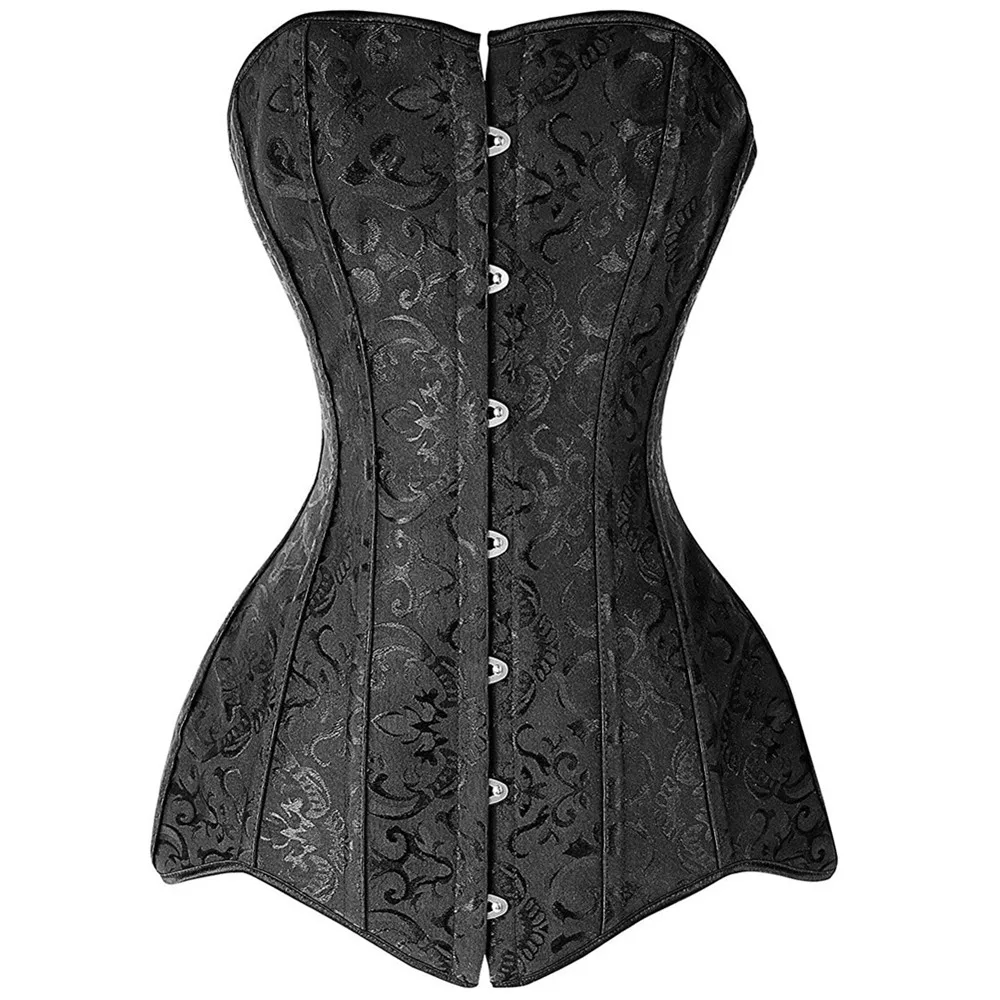 Kobiety seksowne gorsety gorsety Top gotycki gorset pod biustem gorset długi tułowia stalowe kości odchudzanie bielizna modelująca Plus rozmiar XS-6XL