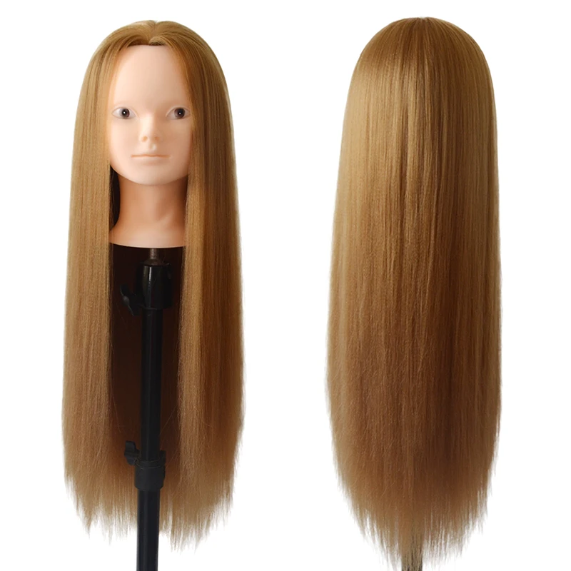 Mannequin head with long blonde white 100% high temperature fiber hair for dolls head braiding hairstyle practice with free gift