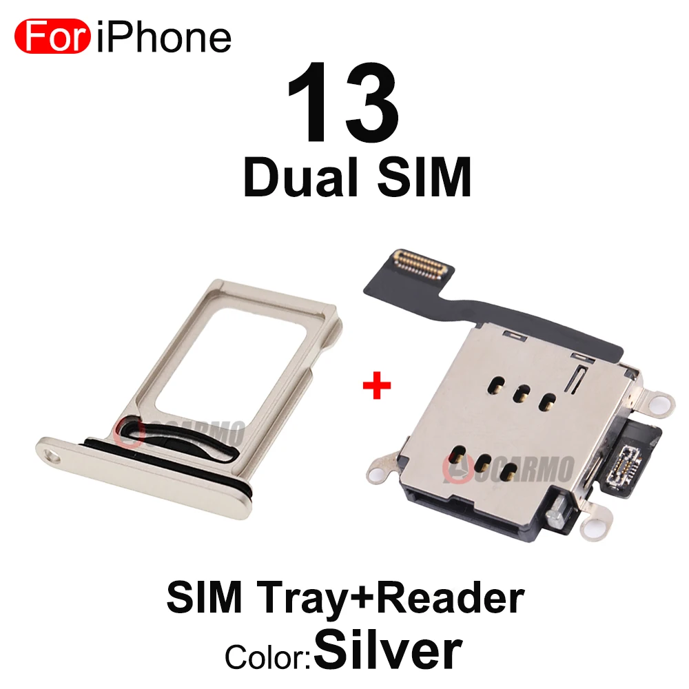 Bandeja de tarjeta SIM Dual para iPhone 13, ranura + lector de SIM, Cable flexible, conjunto completo de piezas de repuesto