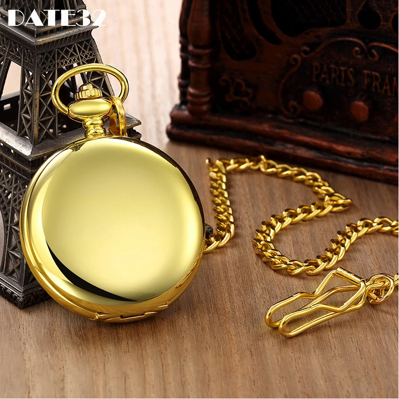 Roman Numeral Luxury Mechanical Pocket Watch Smooth Gold Skeleton Case Dial Male Fob Chain Clock for Men Male Women Dropshipping