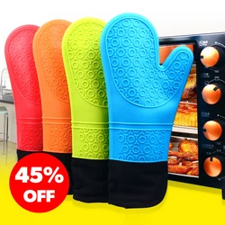 1/2Pcs Professional Oven Gloves Heat Resistant Silicone Gloves Oven Mitts Non-Slip Cooking Barbecue Gants With Soft Inner Lining