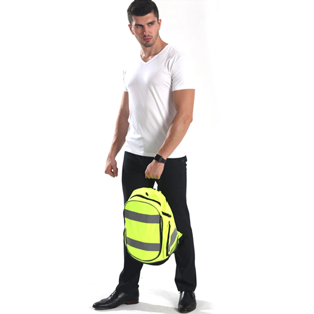 Fashion Fluorescent Green Cycling Backpack Night Reflective Luminous Riding Resistant Safety Backpack Unisex Outdoor Sports Bag