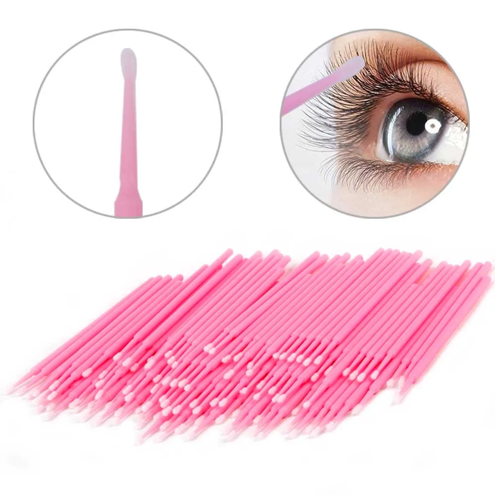 Makeup 500/1000pcs Eyelashes Microbrushes Individual Lashes Disposable Cilios Eyelash Extensions Cleaning Swab Remover Micro Kit