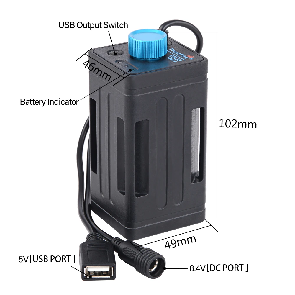 TrustFire EB02 4x 18650 Lithium Batteries Pack Box DC 8.4V Mobile Power Bank Case USB Port for Charging Phones LED Bike Light